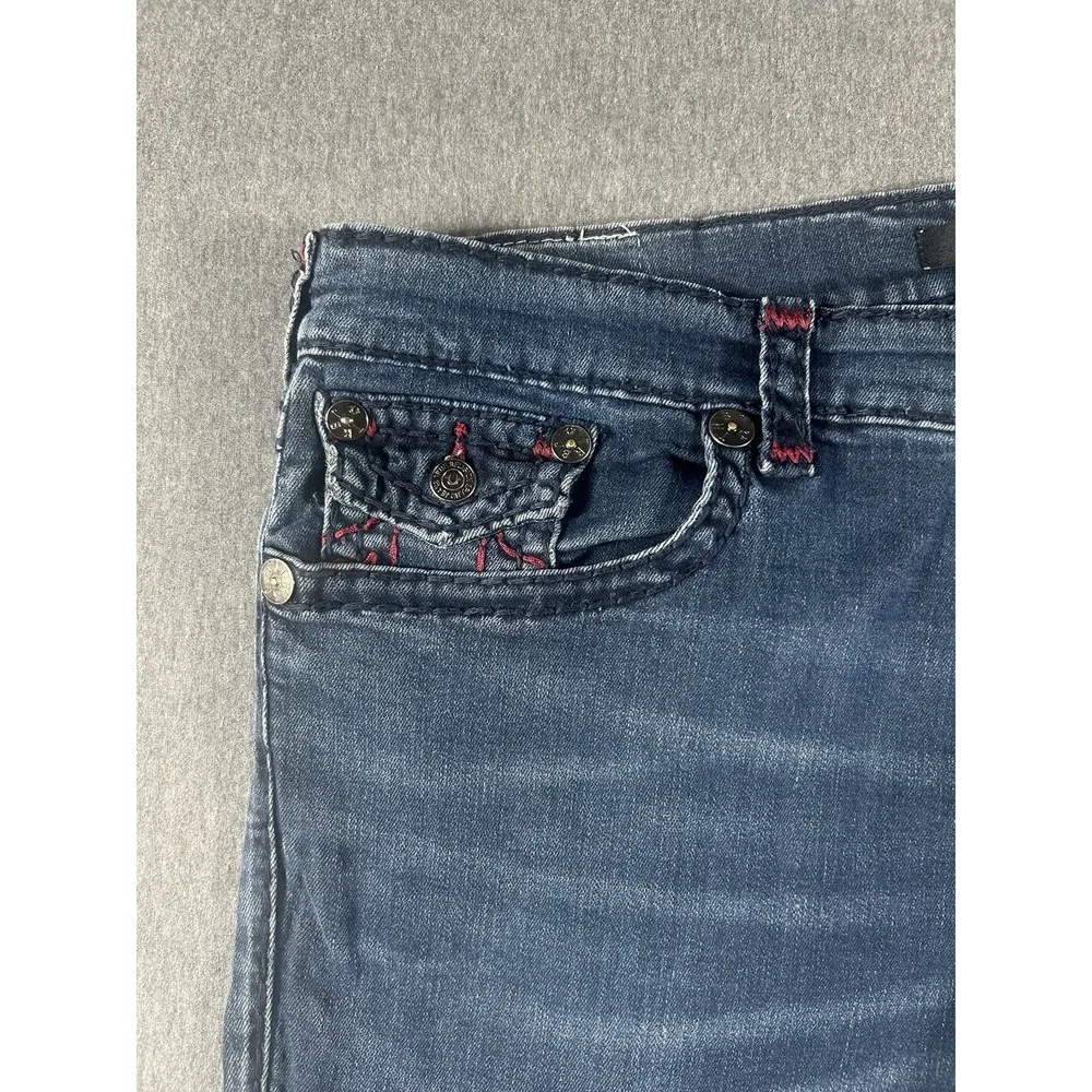 True Religion Ricky Relaxed Straight Jeans with Red‎ Contrast Stitching Size 40